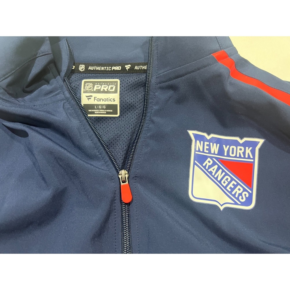 New York Rangers Windbreaker Jacket Mens Large Blue Fanatics NHL Authentic Pro - Picture 2 of 7